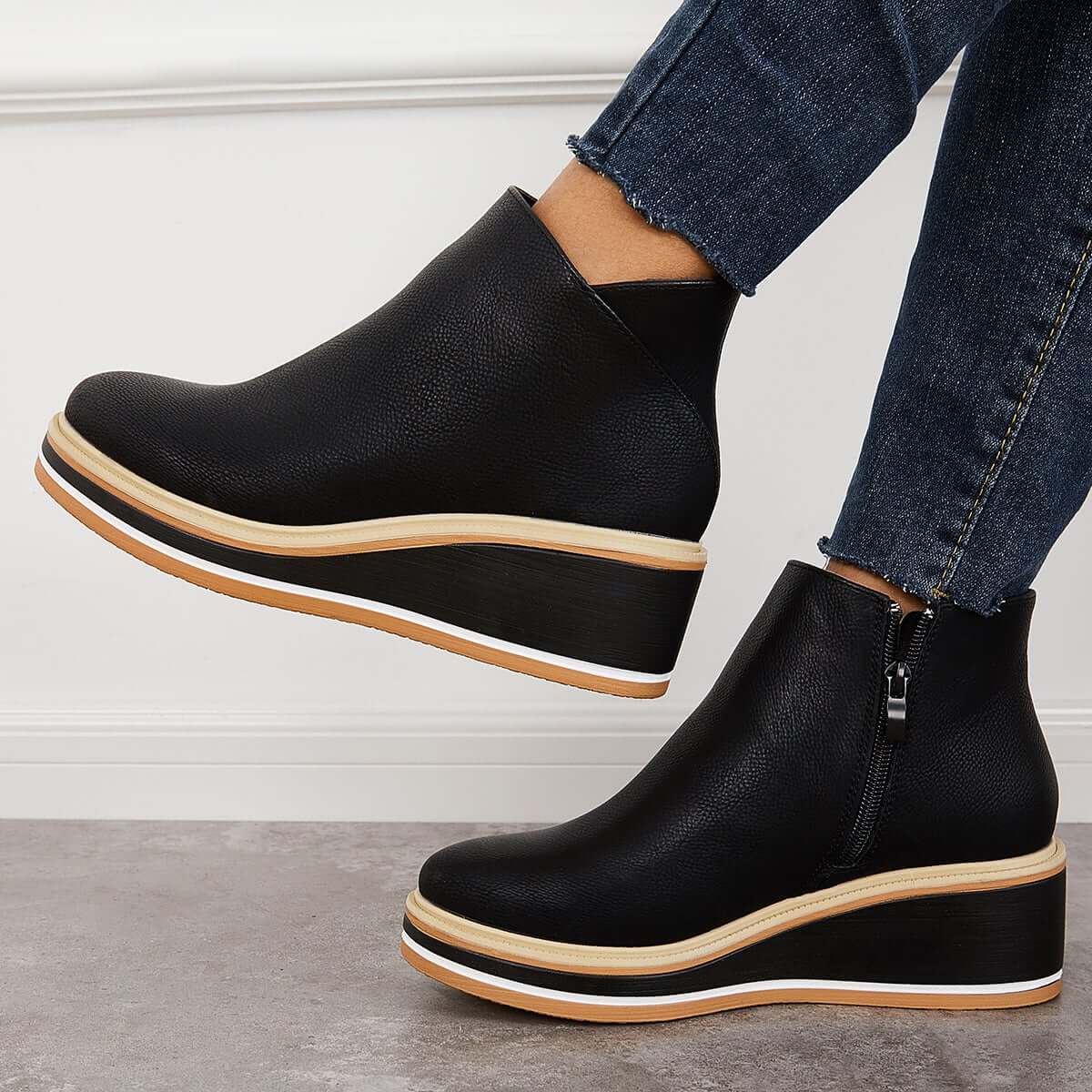 WW | Damen Stiefeletten mit Plateau und seitlichem Reißverschluss
