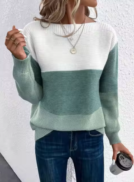 WW | Casual Herbst Dreifarbiger Strickpullover für Frauen