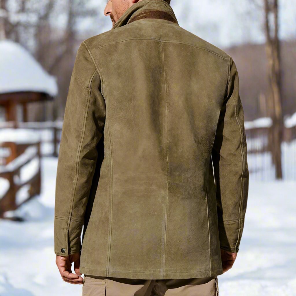 WW | Suede Look With Leather Details Structured Fit Button Closure