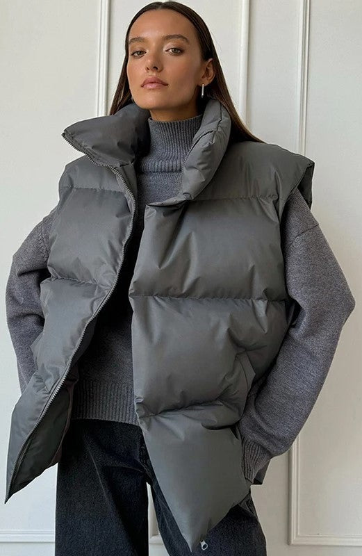 WW | Padded vest with high collar