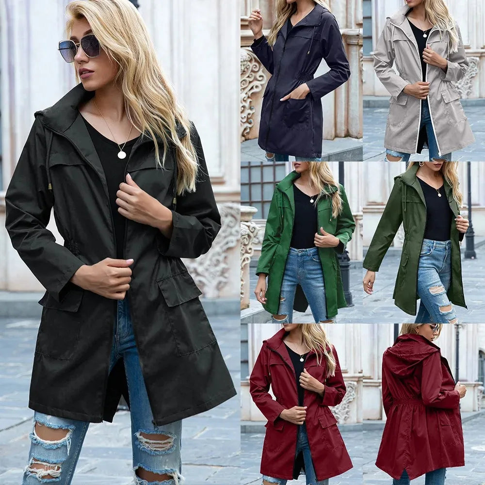 WW | Wasserfeste Lange Regenjacke für Damen