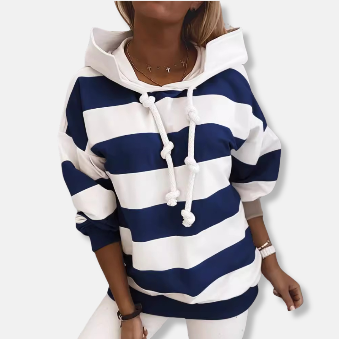 WW | Lockere Passform Hoodie - Gestreifter lässiger Hoodie