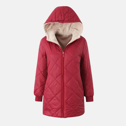WW | Quilted Reversible Hooded Jacket Diamond Quilting Ribbed Cuffs