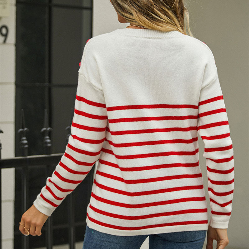 WW | Striped Knitted Sweater with Fine Pattern