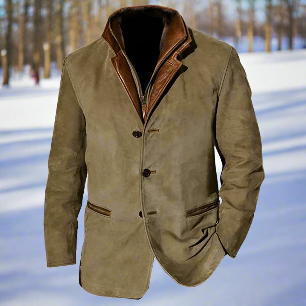 WW | Suede Look With Leather Details Structured Fit Button Closure