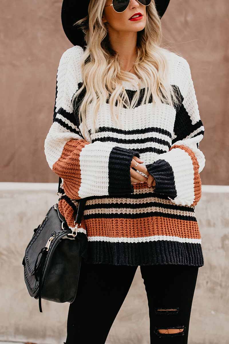 WW | Eleganter Winterpullover mit Streifenmuster für Frauen