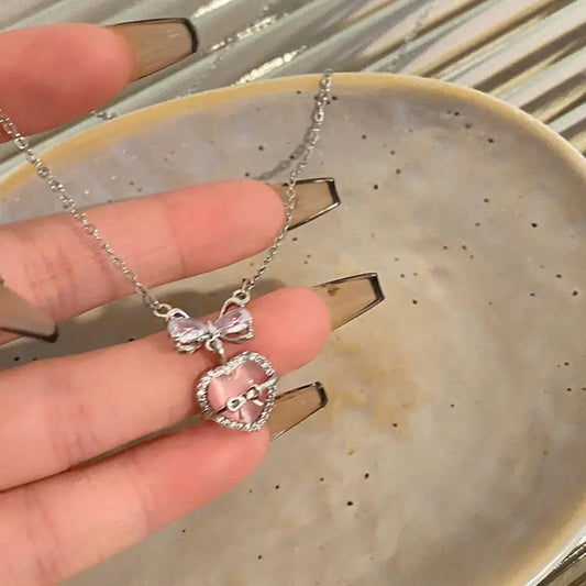 WW | Bow Angel Wing Heart Pendant Necklace for Women