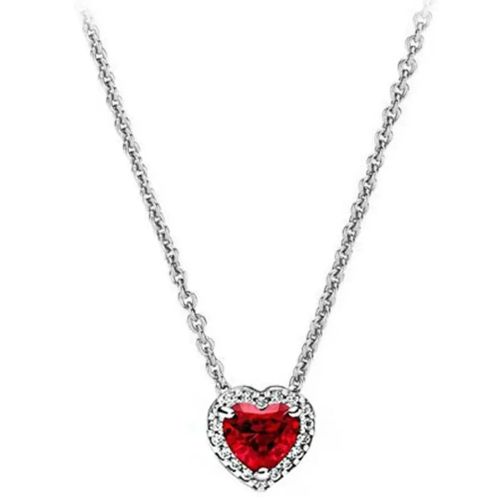 WW | Sterling Silver Dazzling Heart Shaped Pendant Necklace For Women