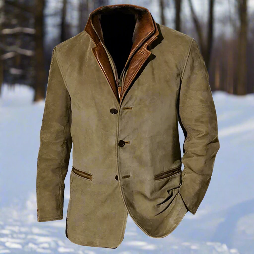 WW | Suede Look With Leather Details Structured Fit Button Closure