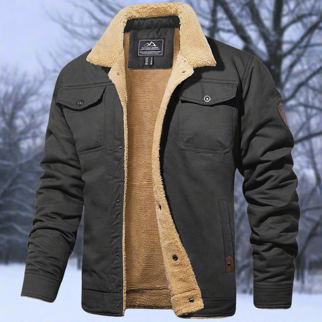 WW | Sherpa Lined Cotton Design Loose Fit Button Fastening And Multiple Pockets