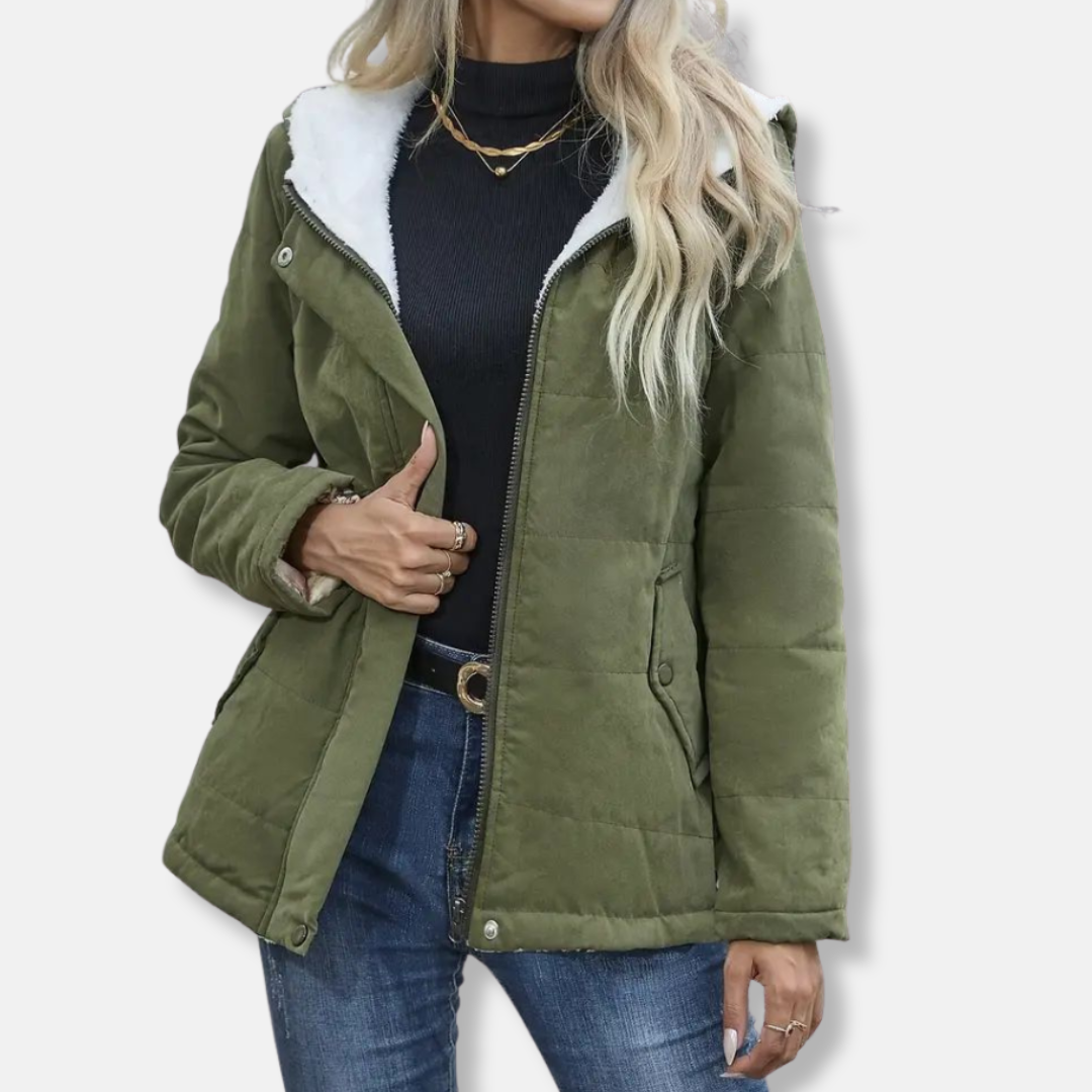 WW | Women's Short Jacket – Quilted Fabric – Fleece-Lined Hood – Casual Fit – Full Zip