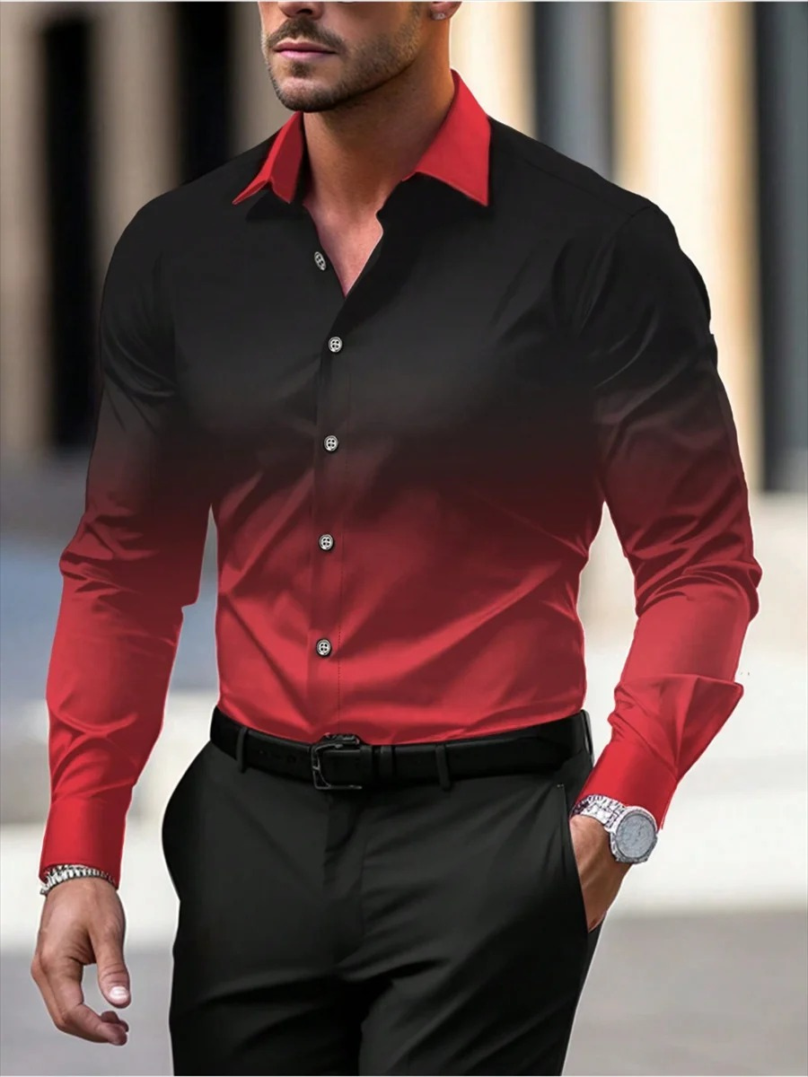 WW | Stylish Long-Sleeved Ombre Shirt For Men