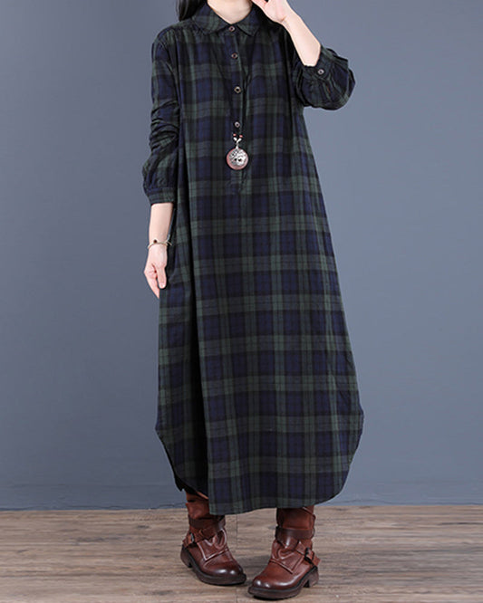 WW | Langärmliges Karo-Hemdkleid