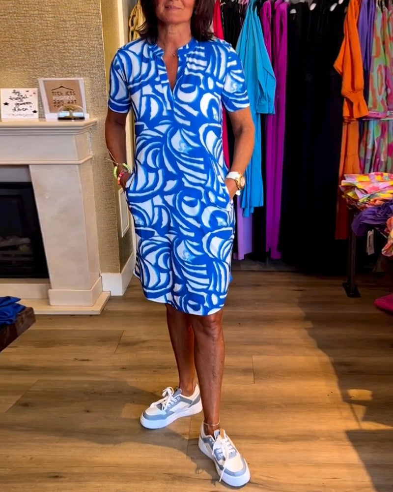WW | Lässiges Kurzärmeliges Kleid mit Print
