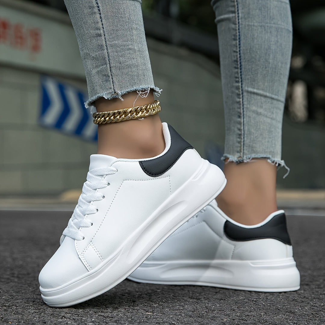 WW | Damen Leder Sneakers Weiß Sportliche Damenschuhe