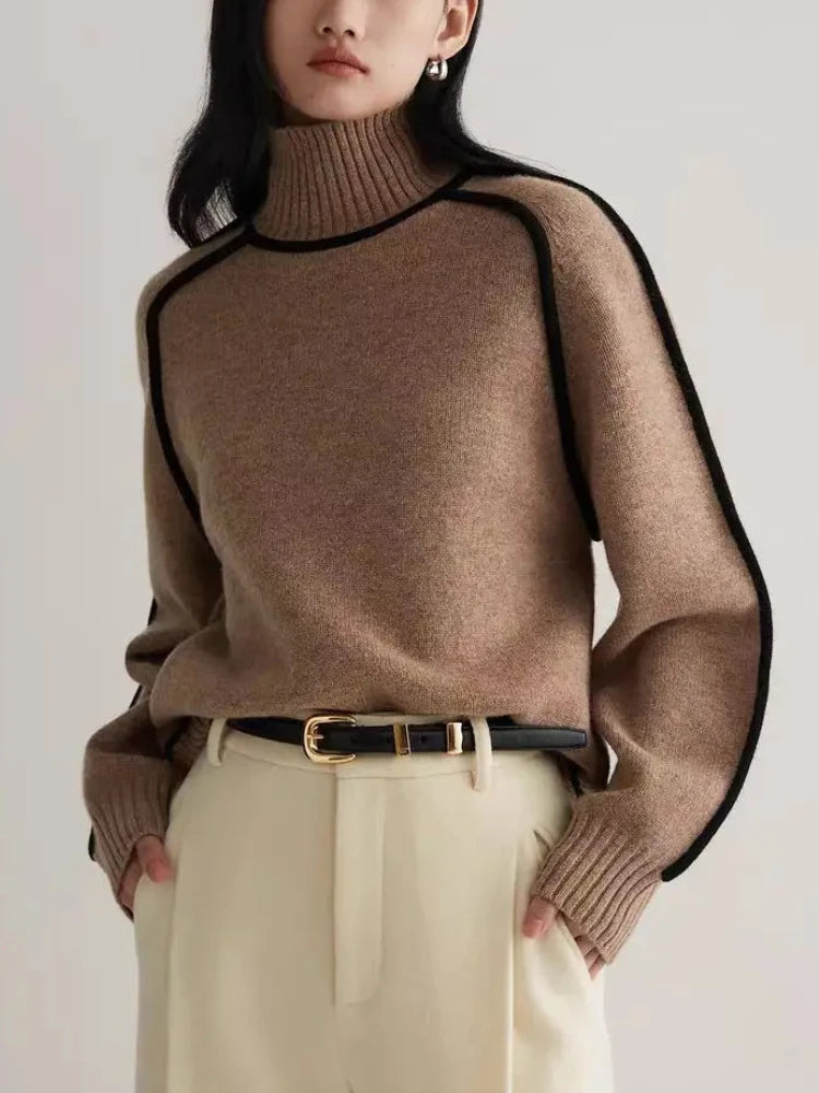 WW | Contrast Knitted Roll Neck