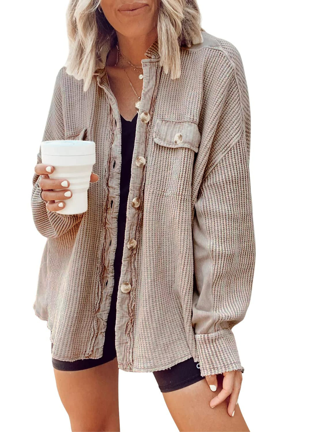 WW | Damenhemdjacke mit Kragen, langen Ärmeln und trendigem Design