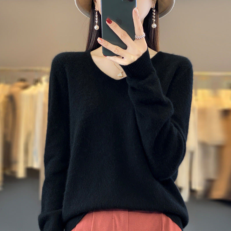 WW | Lockere Damenpullover mit V-Ausschnitt für Herbst und Winter