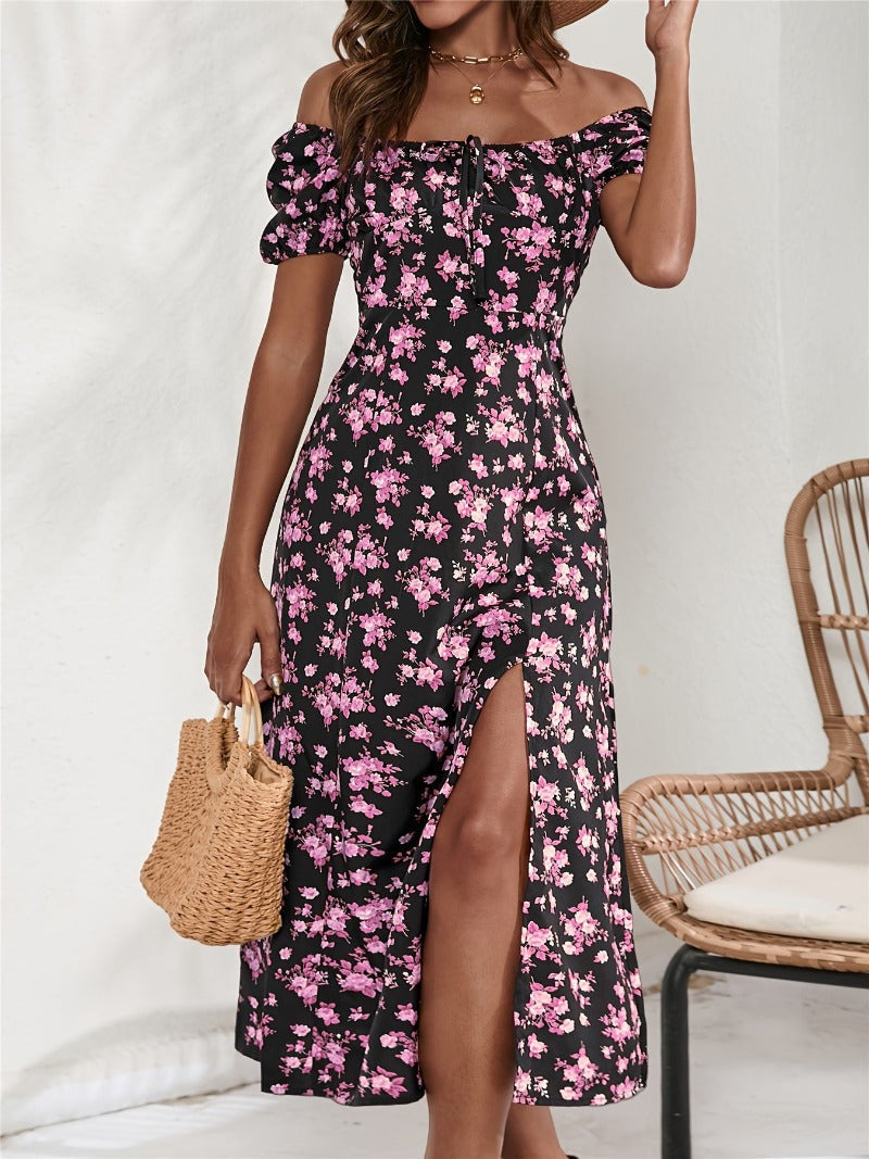 WW | Freizeitkleid mit Schlitz und kurzen Ärmeln