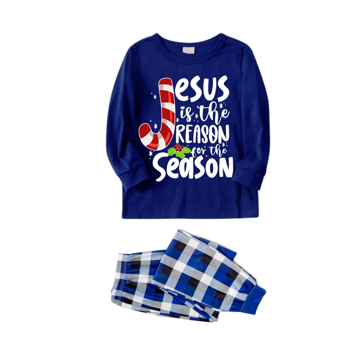 WW | Couple Christmas Matching Pajamas with Jesus Text Print