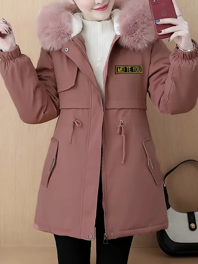 WW | Cozy, fluffy coat with hood and casual zipper
