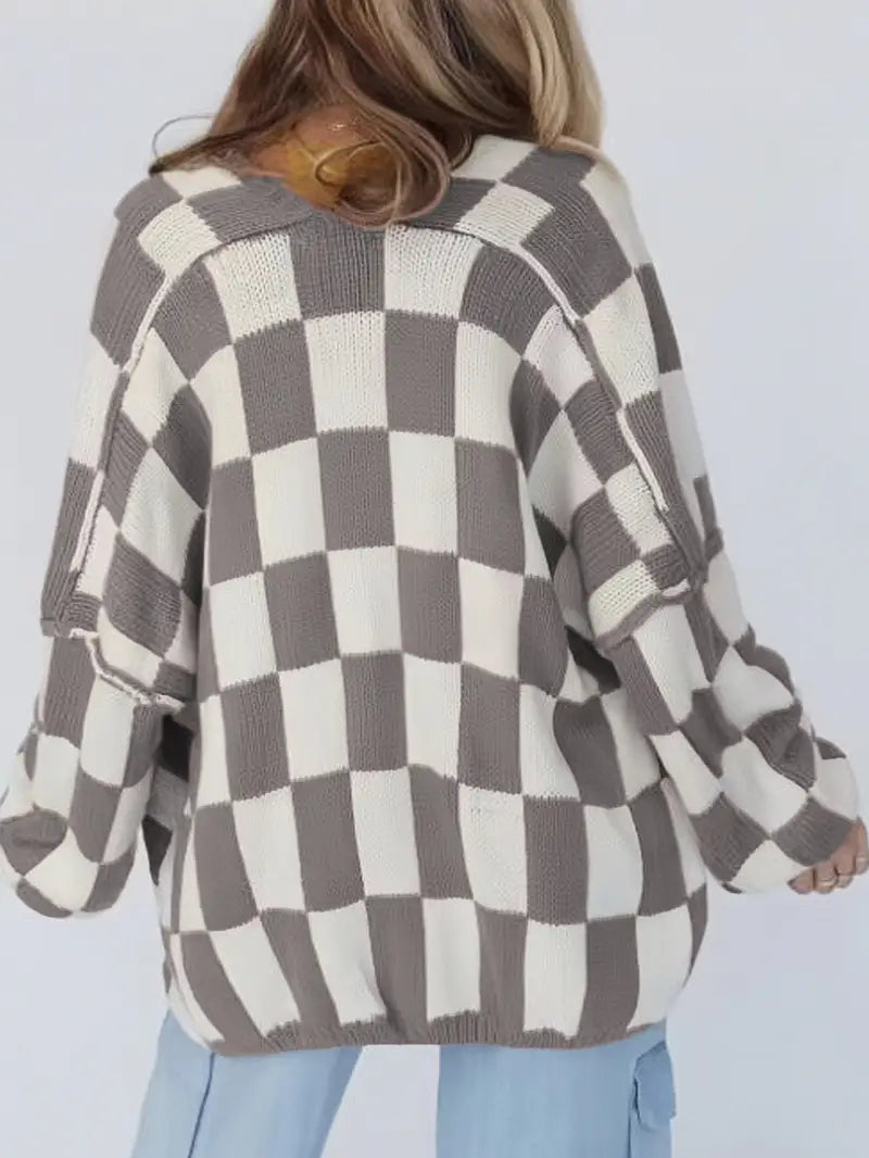 WW | Checked knit cardigan