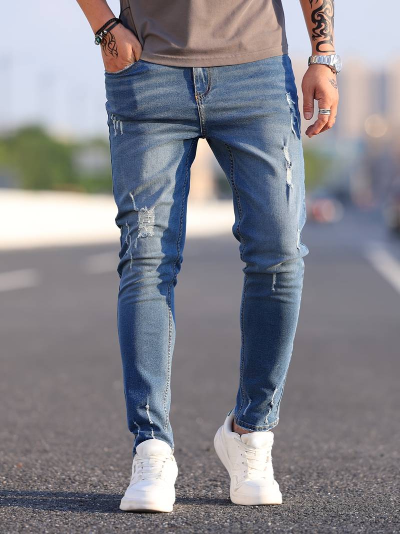 WW | Skinny Fit Jeans with Rips - Stretch Denim Pants for Everyday & Streetwear Style