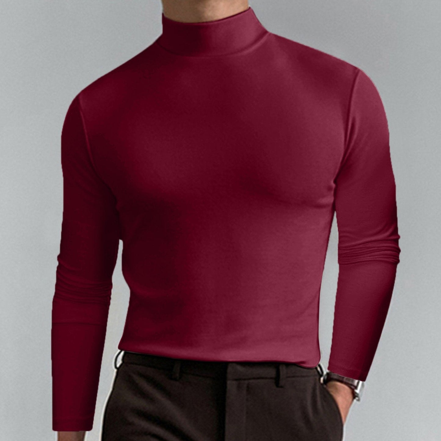 WW | Fit Langarm-T-Shirt für Herren mit Stehkragen