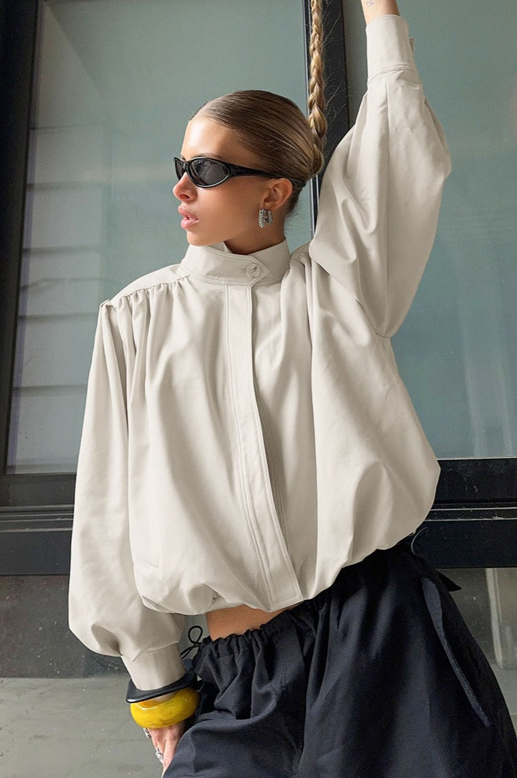 WW | High Collar Puff Sleeve Jacket