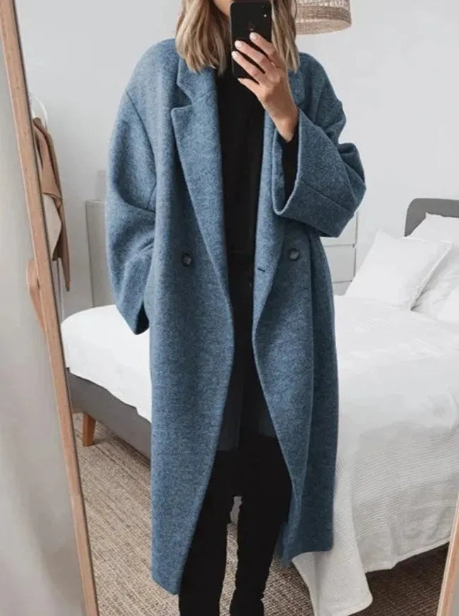 WW | Oversize Damen-Kaschmir-Mantel Mit Reverskragen
