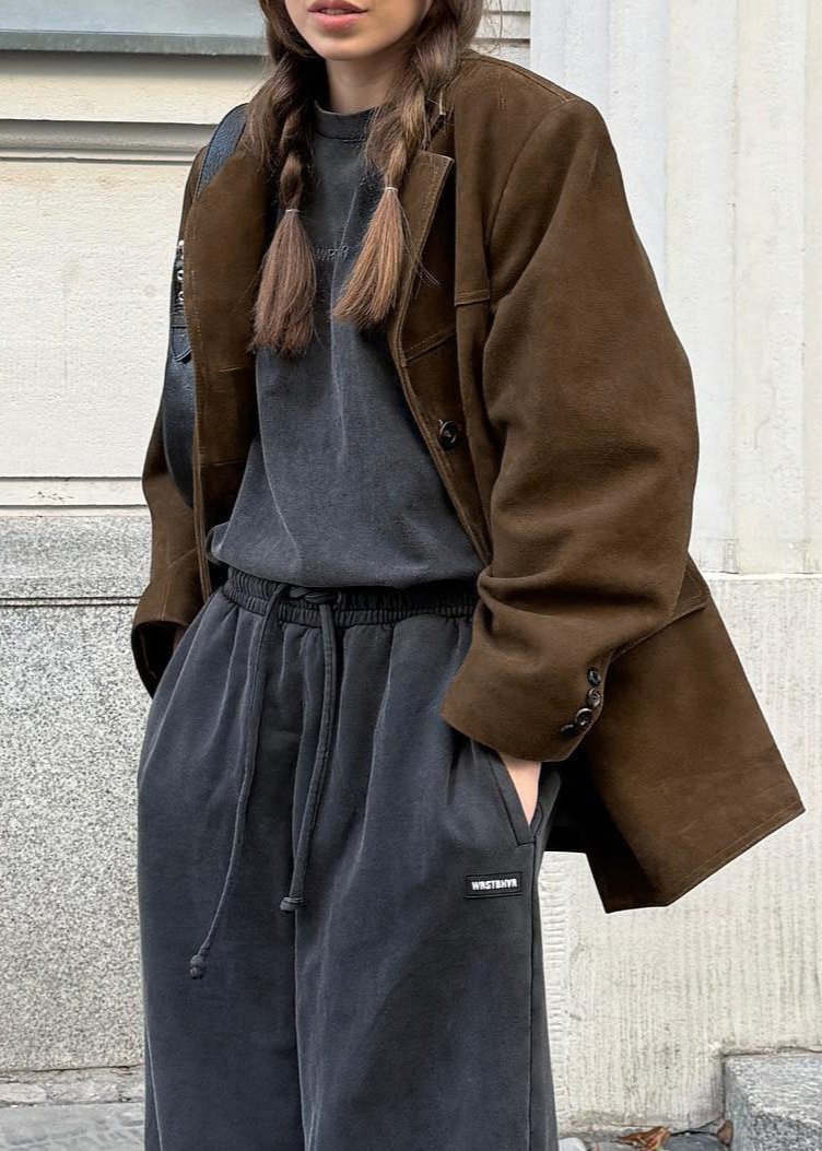 WW | Samt Wildlederjacke mit Retro-Revers