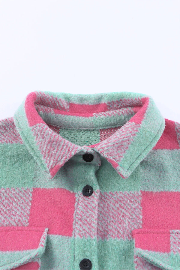 WW | Karo Farbblock Freizeit Übergroße Jacke