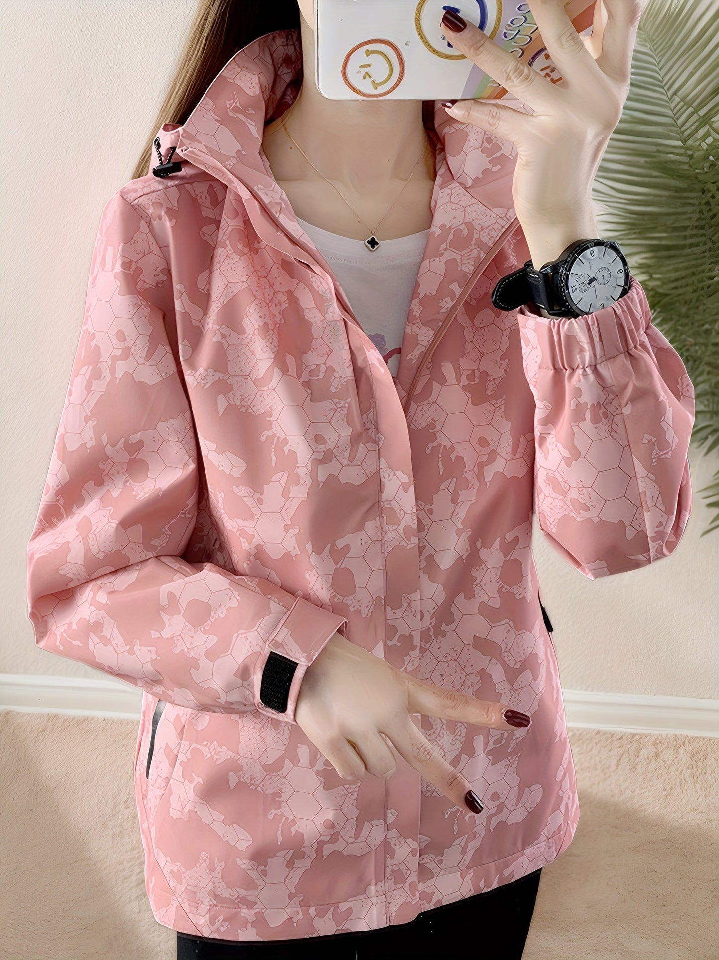 WW | Windproof Women's Jacket in Camouflage Pattern for Outdoor Sports