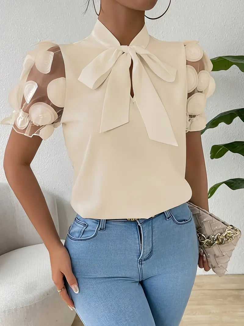 WW | Blouse with sheer puff sleeves