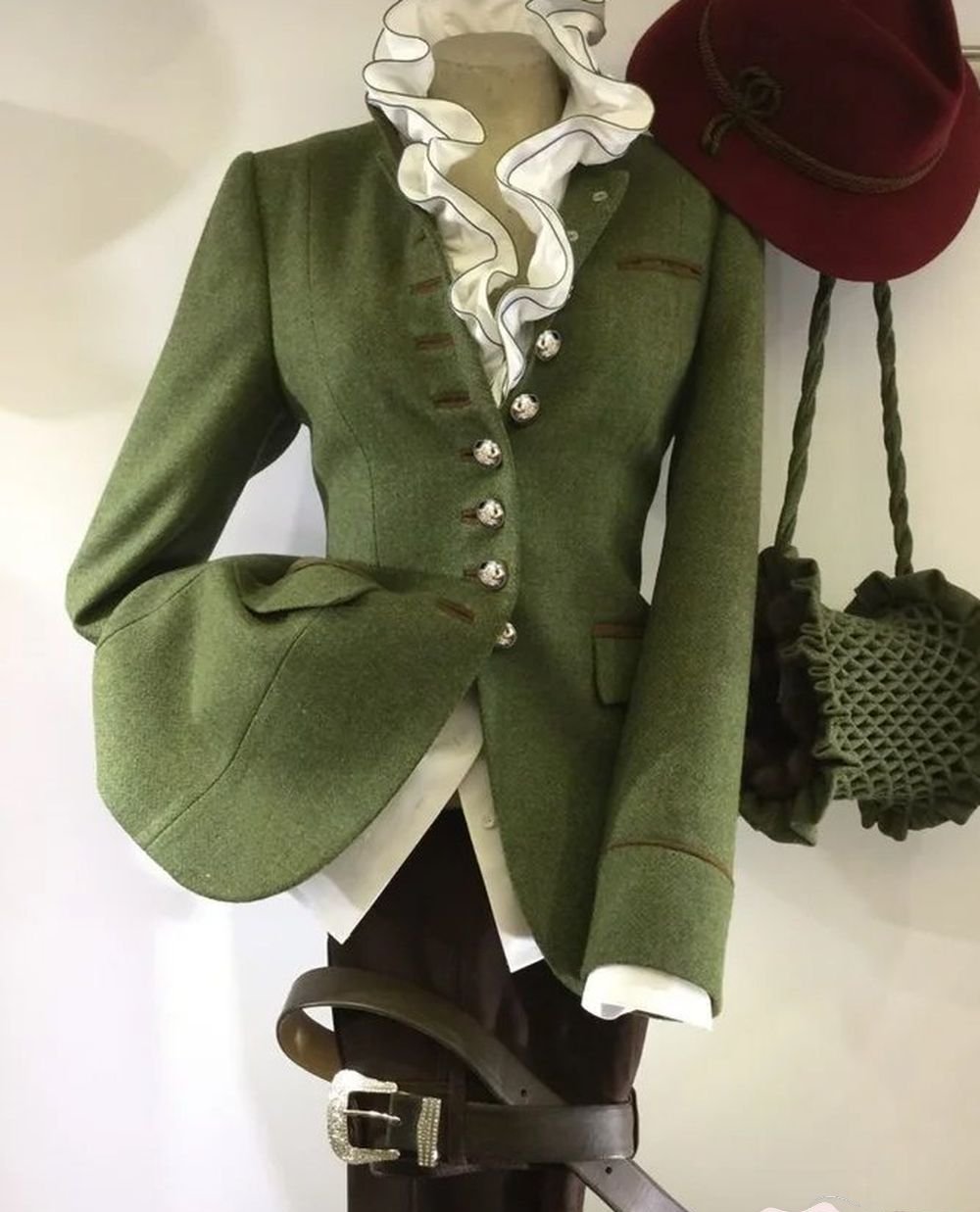 WW | Olivegrüne Langarmjacke mit Einsätzen für Damen