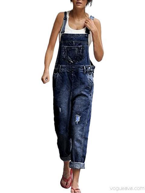 WW | Denim Loose Simple Long Overalls