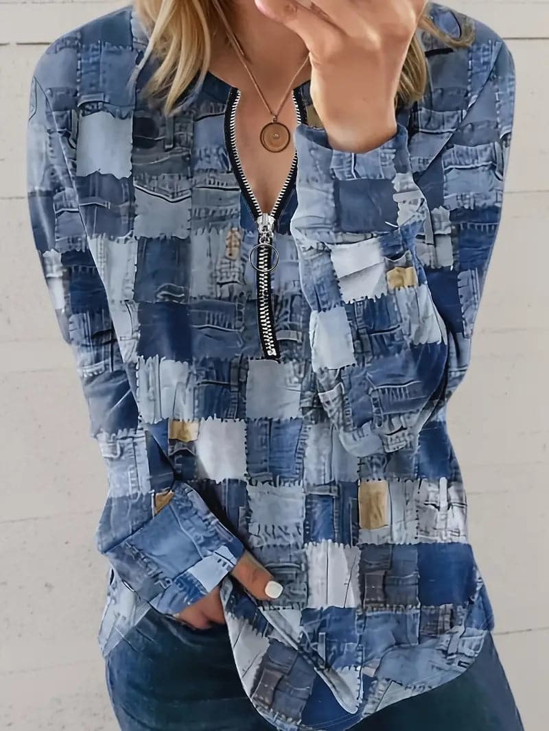 WW | Plaid Top with Zipper
