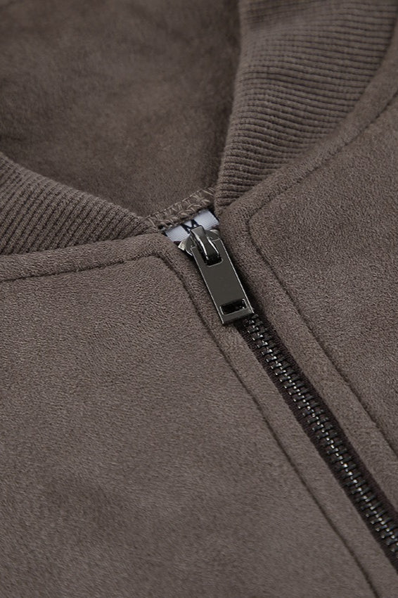 WW | Grey Suede Bomber Jacket