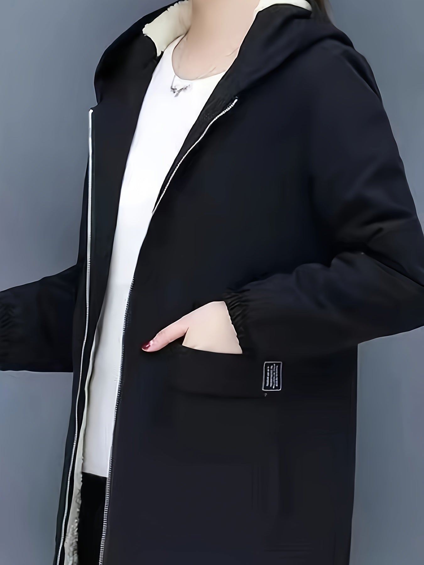 WW | Kapuzenmantel für Damen - schwarze Freizeitjacke