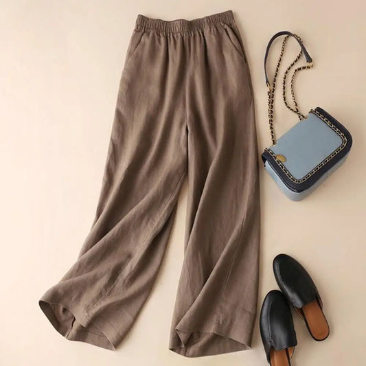 WW | Breite Leinen Baumwollhose