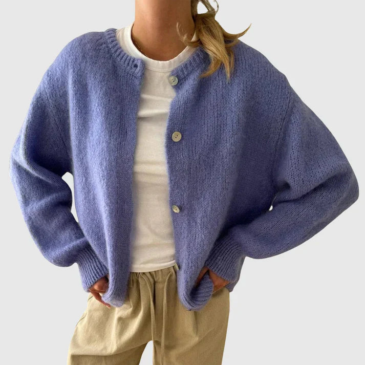 WW | Damen Cashmere Cardigan mit Rundhalsausschnitt und Knopfverschluss