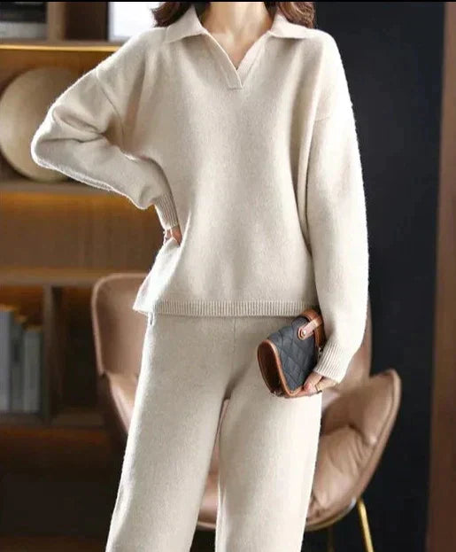 WW | 2-Teiliges Set Für Damen Mit Oversize Trainingsanzug, Polokragen, Pullover Und Hose