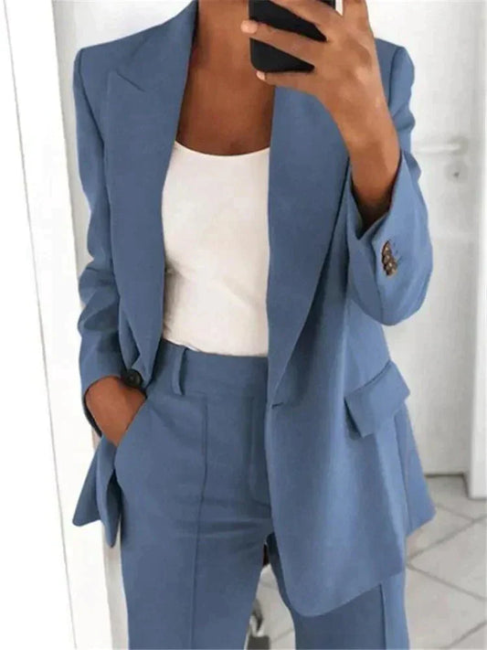 WW | Damen Hosenanzug Set - Business Blazer & High-Waist Stoffhose im eleganten Slim Fit