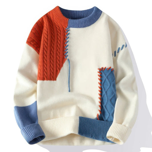 WW | Unisex-Pullover mit Rollkragen im Patchwork-Stil