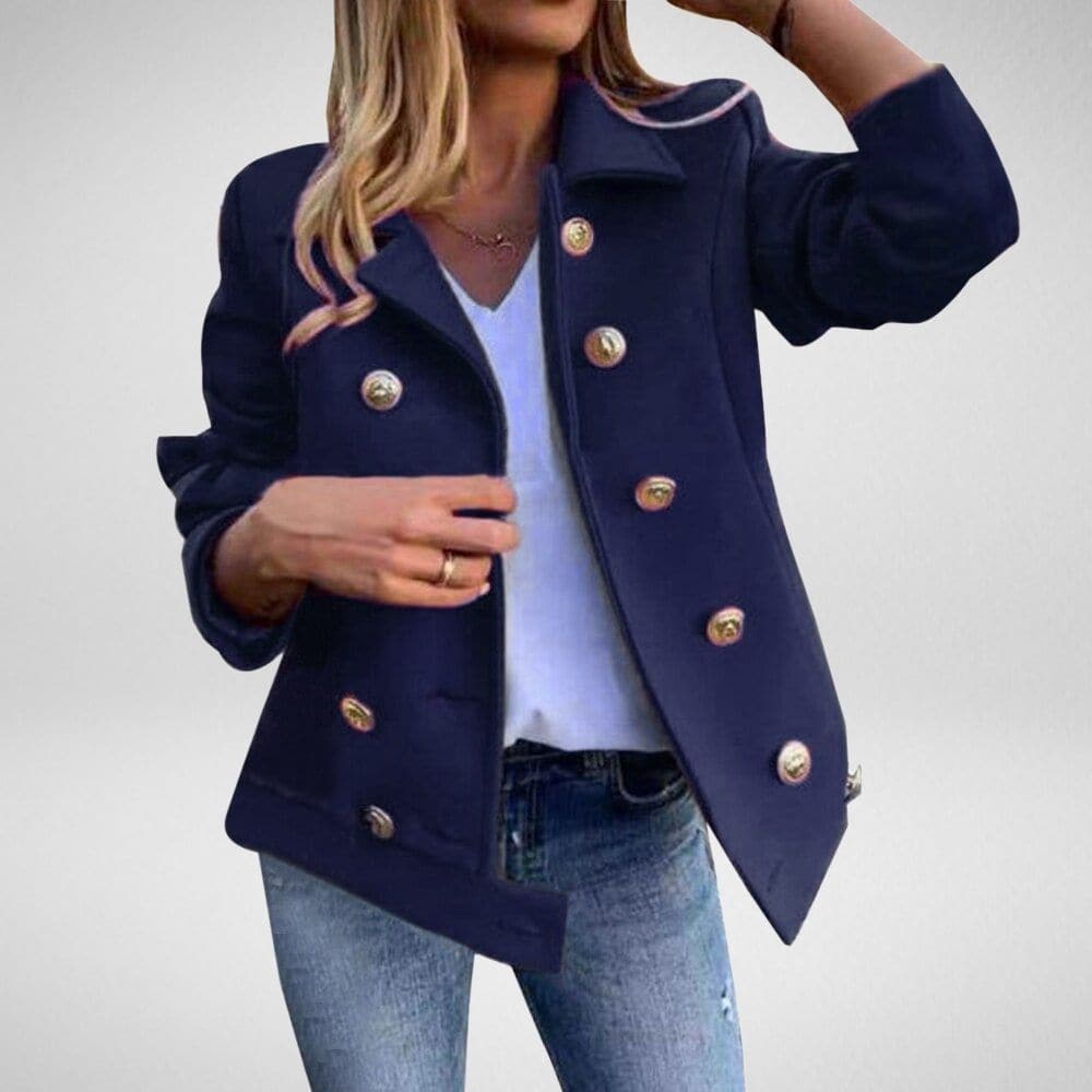 WW | Peacoat Doppelreiher Taillierte Passform Breite Revers Elegante Knöpfe