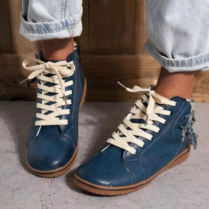 WW | Stylische Leder Sneaker Mit Schnürsenkeln
