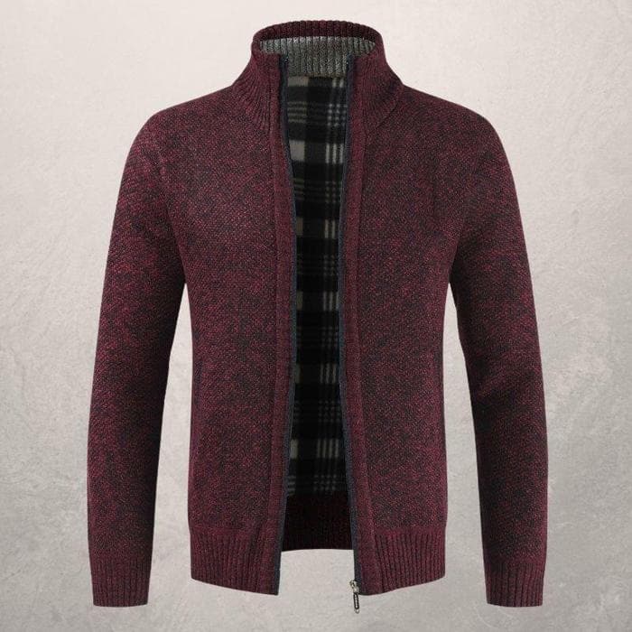 WW | Strickjacke Reißverschluss Hoher Kragen Gefüttert Gerippte Bündchen Und Saum