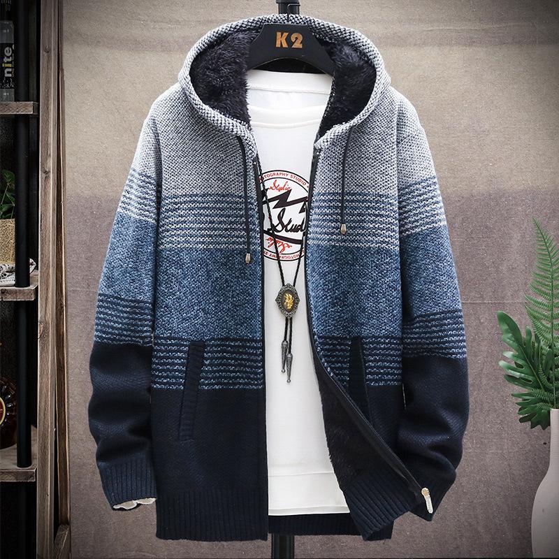 WW | Strick Kapuzenpullover Reißverschluss Bequem Ribbed Bündchen Und Saum