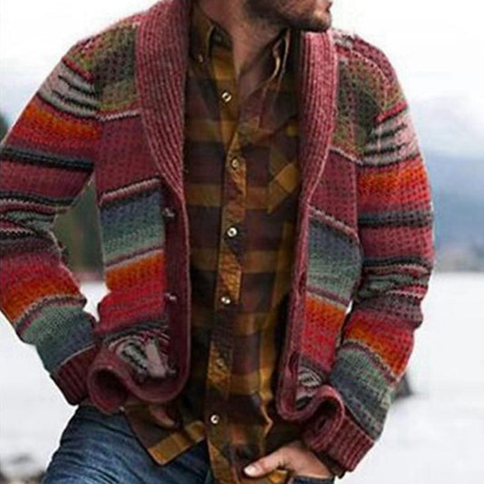 WW | Strickjacke Bequem Mit Schalkragen Gemustert Gestrickt Knopfleiste