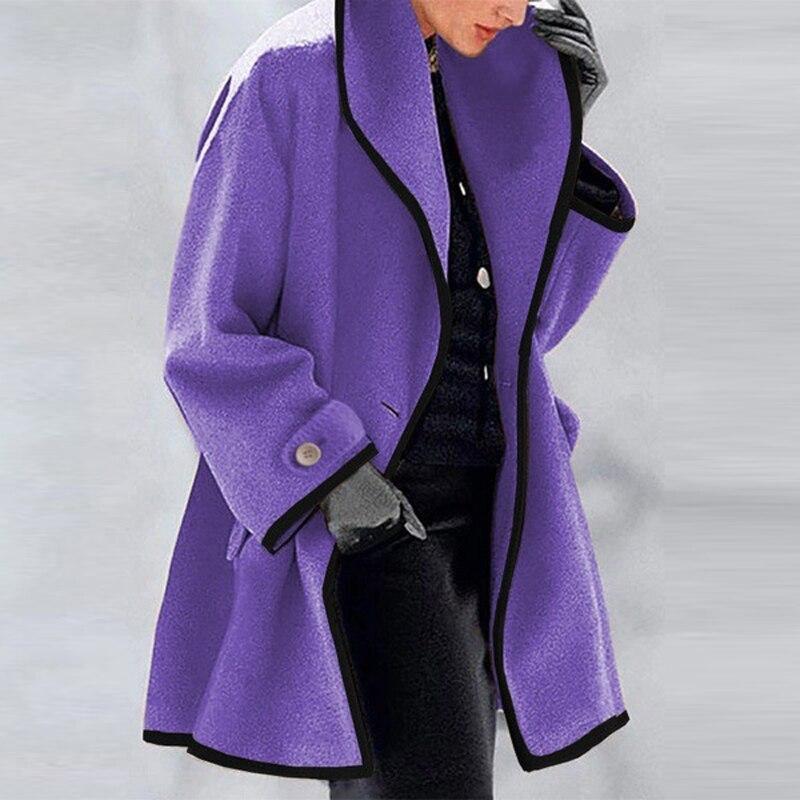 WW | Coat - Wool Blend - Oversized Fit - Draped Collar - Long Style
